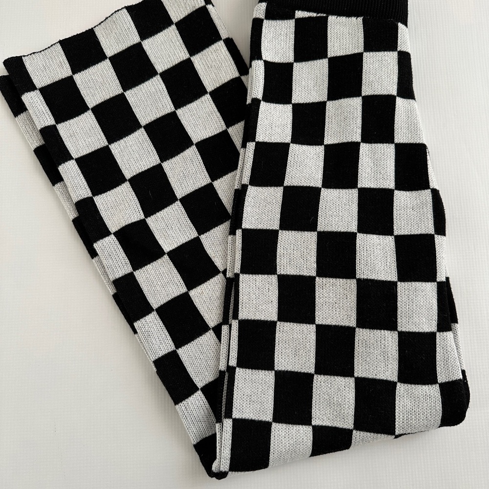 Checkered Black & White Knit Pants